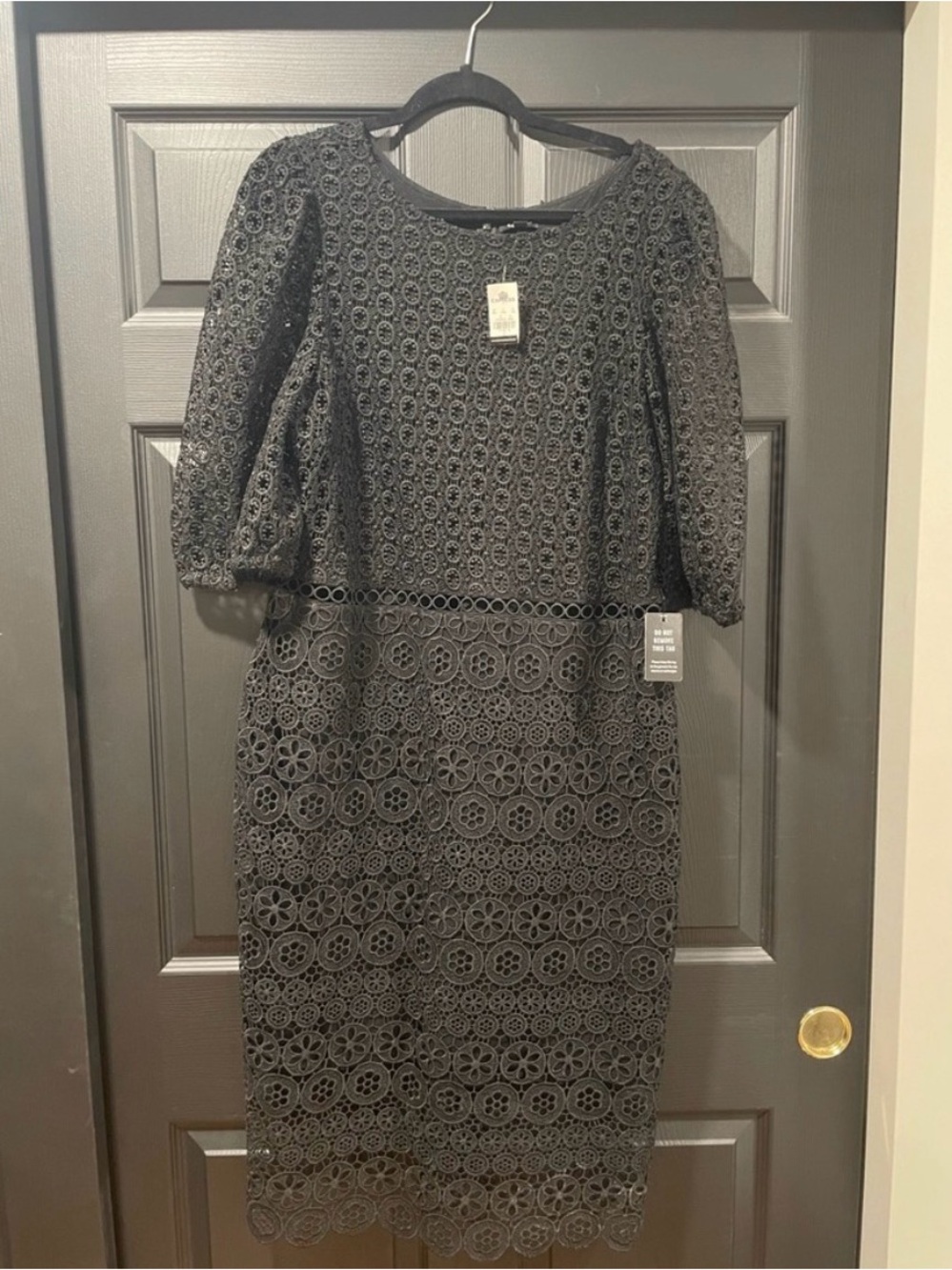 Express Black Crochet Lace Midi Dress